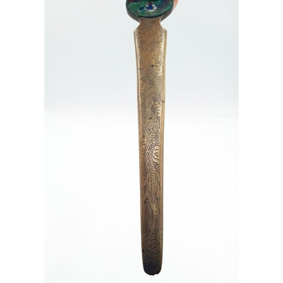 Letter Opener Dragon Enamel Handle 7.25 Inch Metal Office Vintage Desk Tool - Picture 5 of 16